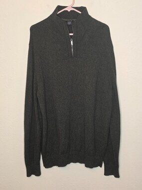 Calvin Klein Jeans 1/4 Zip Ribbed Mock Neck Sweater Dark Olive Men's XL
